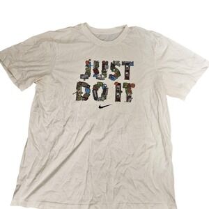 Nike Shirt Mens Large White Just Do It‎ Swoosh Graphic Athletic Tee Sports